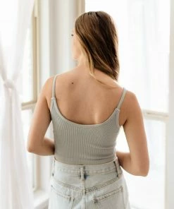 BT Sydney Ribbed Seamless Crop Tank - Pewter