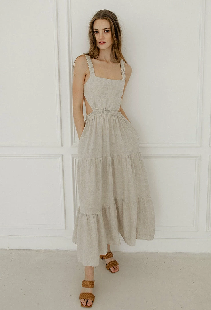 BT Celia Linen Open Back Midi Dress 8 BT Celia Linen Open Back Midi Dress