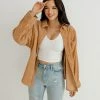 WL Cayla Corduroy Button Down Pocket Top - Camel TOPS