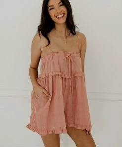 BT ROMPERS + JUMPSUITS Strawberry Kiss Cotton Textured Romper