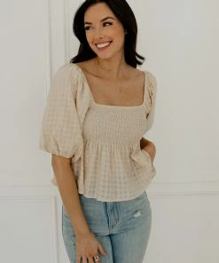 BT TOPS Sugar Cotton Smocked Babydoll Top