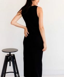 BT Perfect Game Rayon Slit Maxi Dress - Black