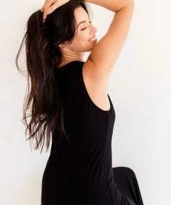 BT Perfect Game Rayon Slit Maxi Dress - Black