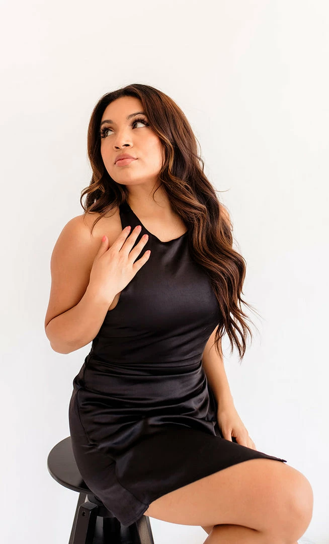 BT DRESSES Silky Dreams Halter Satin Mini Dress - Black 13 BT DRESSES Silky Dreams Halter Satin Mini Dress - Black