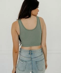 BT BEST SELLERS Olivia Henley Seamless Crop Tank - Sage