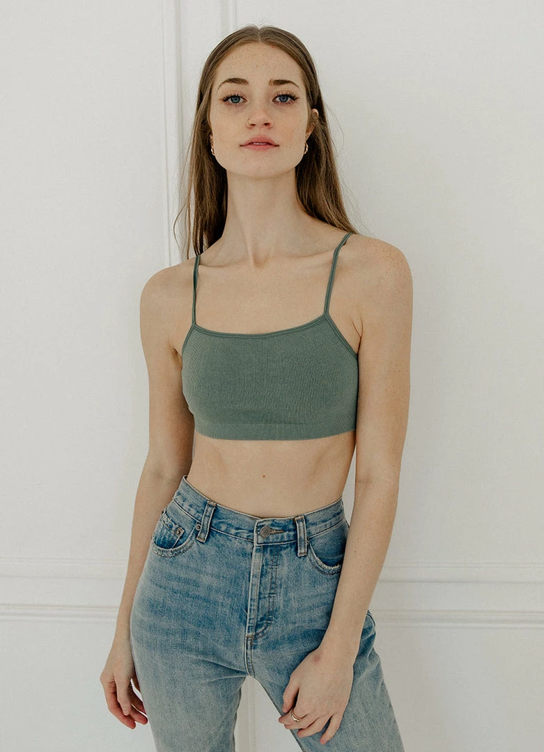 BT Halo Ribbed Seamless Bralette - Dark Sage SEAMLESS BASICS 3 BT Halo Ribbed Seamless Bralette - Dark Sage SEAMLESS BASICS