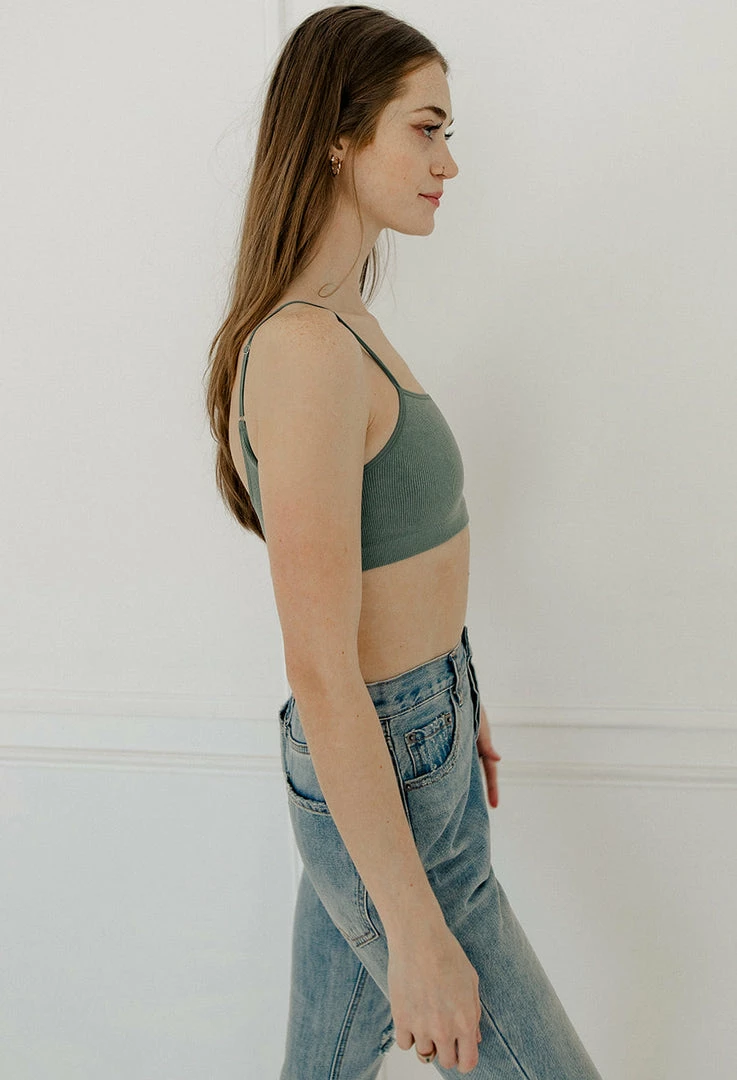 BT Halo Ribbed Seamless Bralette - Dark Sage SEAMLESS BASICS 5 BT Halo Ribbed Seamless Bralette - Dark Sage SEAMLESS BASICS