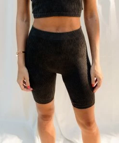 WL Form Ribbed Biker Shorts - Charcoal BOTTOMS