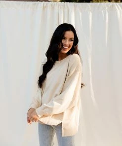 BT TOPS Sunday Cotton Blend Sweatshirt - Sand