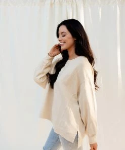 BT TOPS Sunday Cotton Blend Sweatshirt - Sand