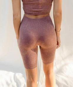 WL Form Ribbed Biker Shorts - Red Bean BOTTOMS