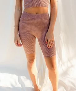 WL Form Ribbed Biker Shorts - Red Bean BOTTOMS