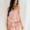 MUSTARD SEED Aimee Tie Dye Ruffle Romper - Pink