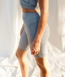 WL BOTTOMS Form Ribbed Biker Shorts - Blue