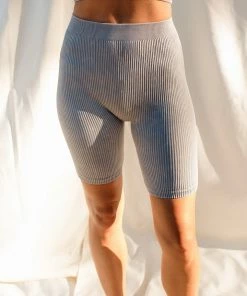 WL BOTTOMS Form Ribbed Biker Shorts - Blue