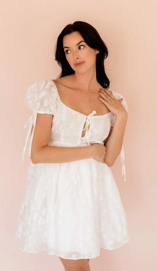 MABLE Margarita Blanca Tie Front Babydoll Dress DRESSES