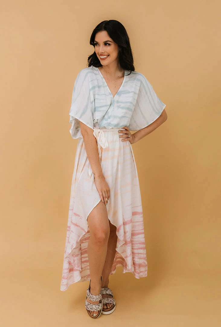 MUSTARD SEED BUMP FRIENDLY Ocean Breeze Tie Dye Wrap Maxi Dress 3 MUSTARD SEED BUMP FRIENDLY Ocean Breeze Tie Dye Wrap Maxi Dress