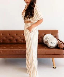 BT MATCHING SETS Becca Striped High Rise Wide Leg Pants