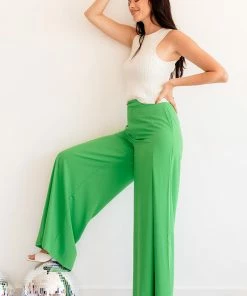 BT Marleigh Wide Leg Trousers- Kelly Green BEST SELLERS