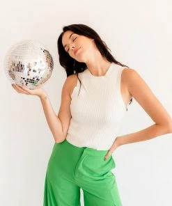 BT BEST SELLERS Piper Ribbed Cropped Tank Top - White