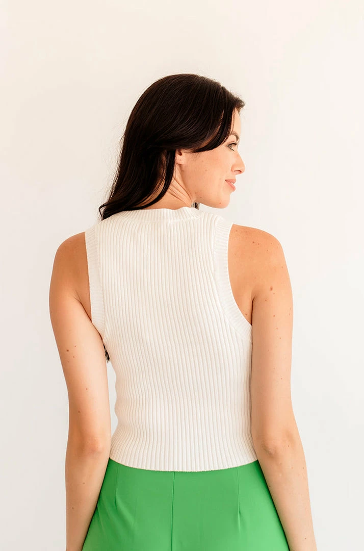 BT BEST SELLERS Piper Ribbed Cropped Tank Top - White 6 BT BEST SELLERS Piper Ribbed Cropped Tank Top - White