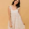 BT Emma Plaid Babydoll Dress - Taupe DRESSES