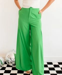 BT Marleigh Wide Leg Trousers- Kelly Green BEST SELLERS