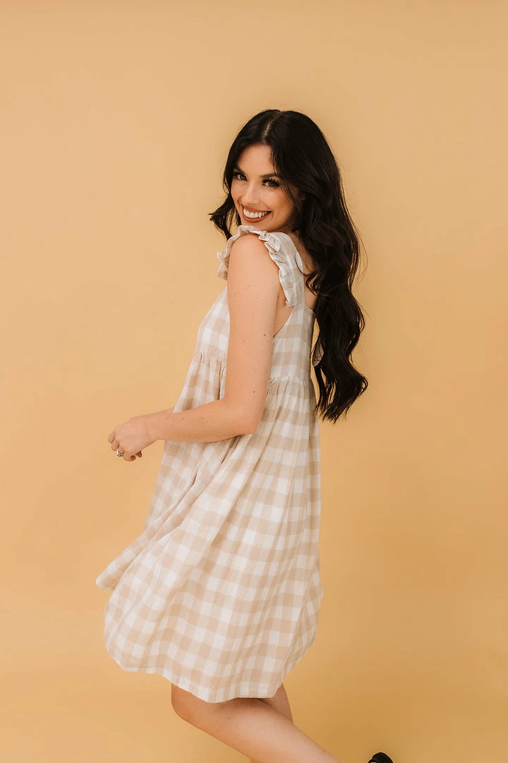 BT Emma Plaid Babydoll Dress - Taupe DRESSES 4 BT Emma Plaid Babydoll Dress - Taupe DRESSES