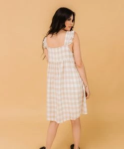 BT Emma Plaid Babydoll Dress - Taupe DRESSES 7 BT Emma Plaid Babydoll Dress - Taupe DRESSES