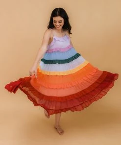STORIA Color Me Pretty Ruffle Tiered Midi Dress