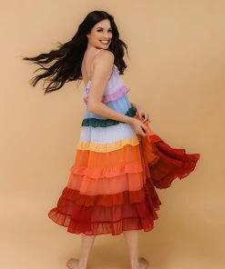 STORIA Color Me Pretty Ruffle Tiered Midi Dress