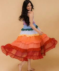 STORIA Color Me Pretty Ruffle Tiered Midi Dress