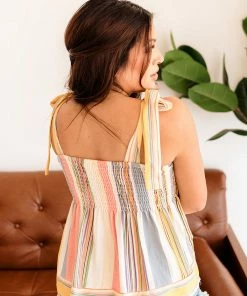 BT Tularosa Striped Peplum Tie Top TOPS