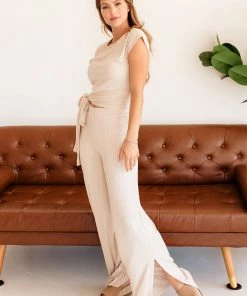 BT Elliana Ribbed Tie Waist Top