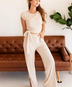 BT Elliana Wide Leg Ribbed Knit Pants