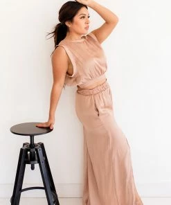 BT Pure Bliss Slit Satin Pants - Blush