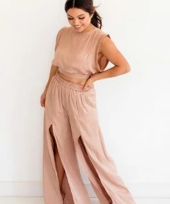 BT Pure Bliss Slit Satin Pants - Blush