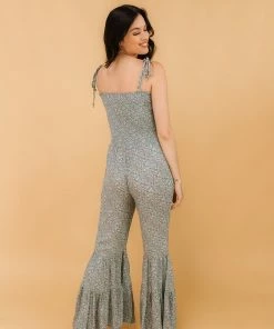 STORIA ROMPERS + JUMPSUITS Lucie Floral Smocked Flared Leg Jumpsuit