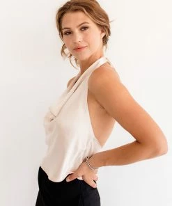 BT Silky Dreams Cowl Neck Halter Top