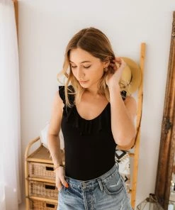 BT Lizzie Ribbed Ruffle Bodysuit MADE IN THE USA