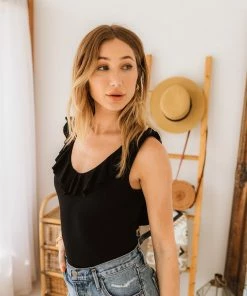 BT Lizzie Ribbed Ruffle Bodysuit MADE IN THE USA