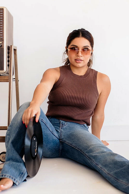 BT Piper Ribbed Cropped Tank Top - Brown BEST SELLERS 3 BT Piper Ribbed Cropped Tank Top - Brown BEST SELLERS