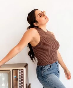 BT Piper Ribbed Cropped Tank Top - Brown BEST SELLERS 15 BT Piper Ribbed Cropped Tank Top - Brown BEST SELLERS