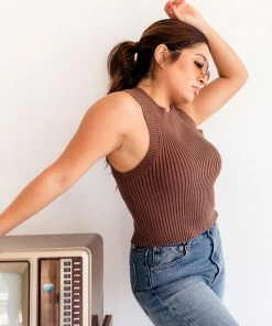 BT Piper Ribbed Cropped Tank Top - Brown BEST SELLERS 16 BT Piper Ribbed Cropped Tank Top - Brown BEST SELLERS