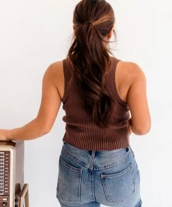 BT Piper Ribbed Cropped Tank Top - Brown BEST SELLERS 17 BT Piper Ribbed Cropped Tank Top - Brown BEST SELLERS
