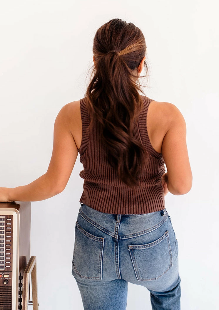 BT Piper Ribbed Cropped Tank Top - Brown BEST SELLERS 7 BT Piper Ribbed Cropped Tank Top - Brown BEST SELLERS