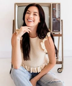 MABLE Marly Cotton Blend Ruffle Crop Tank TOPS