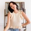 MABLE Marly Cotton Blend Ruffle Crop Tank TOPS
