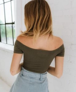 BT Christi Off The Shoulder Ribbed Crop DATE NIGHT