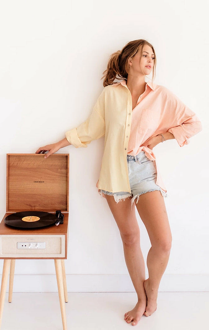 BT TOPS Lemonade Breeze Color Block Button Down Top 4 BT TOPS Lemonade Breeze Color Block Button Down Top